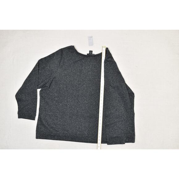 NEW Lane Bryant Plus Size 26/28 Gray Glitter Striped Blouse Long Sleeve Top - Picture 6 of 8